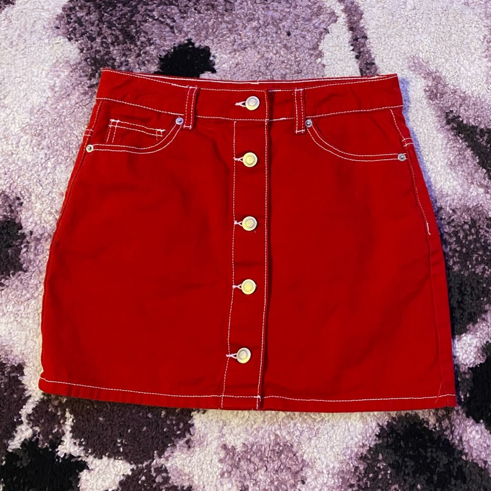 Forever 21 red denim skirt